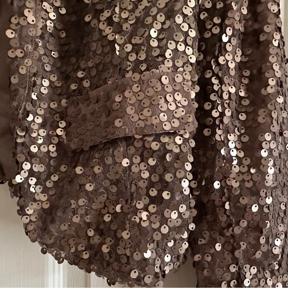 Luxe Brown Sequin Blazer - Picture 2 of 3